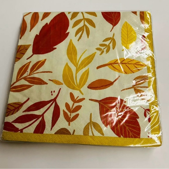 New 48 Fall Napkins Yellow Red Orange Leaves Party Impressions made in the USA - Picture 4 of 9